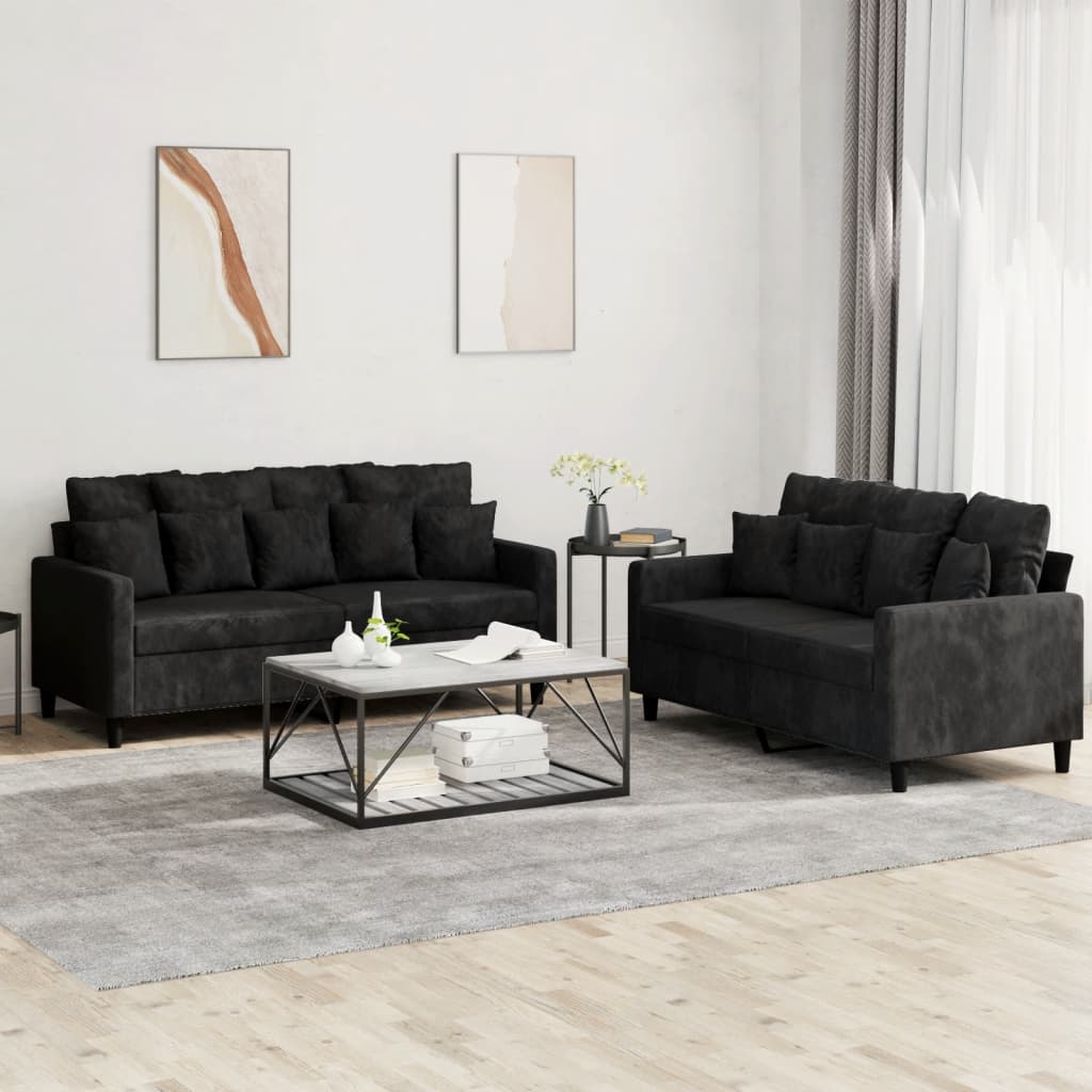 3 Piece Sofa Set With Cushions Velvet