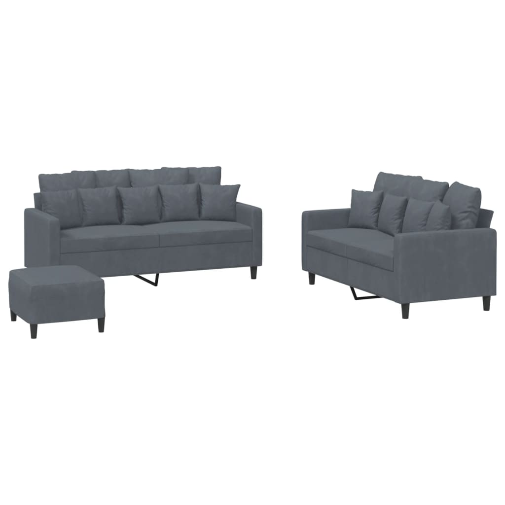 3 Piece Sofa Set With Cushions Velvet