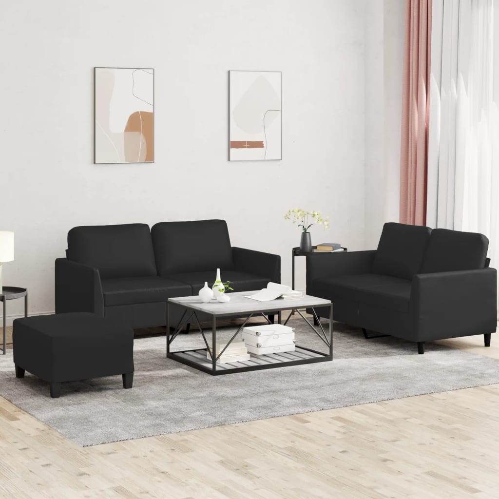 3 Piece Sofa Set With Cushions Faux Leather