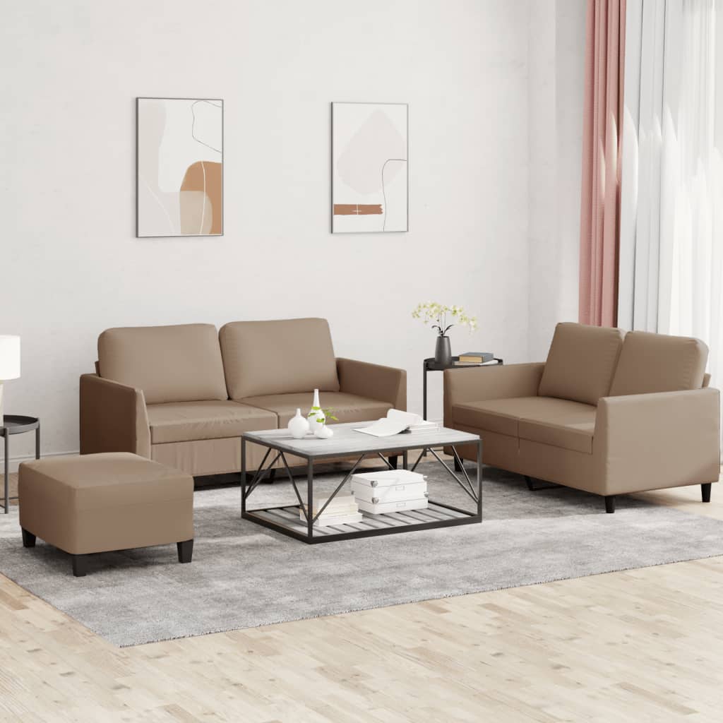 3 Piece Sofa Set With Cushions Faux Leather