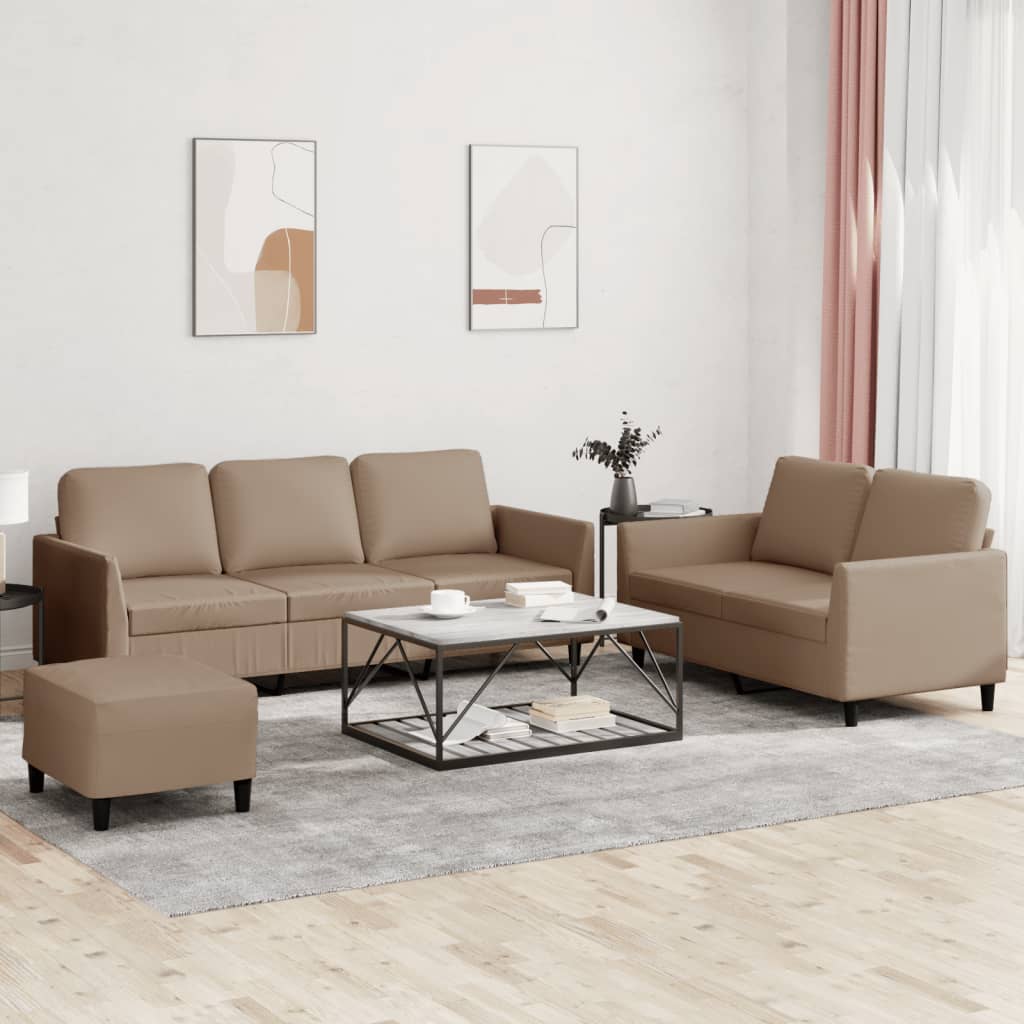 3 Piece Sofa Set With Cushions Faux Leather