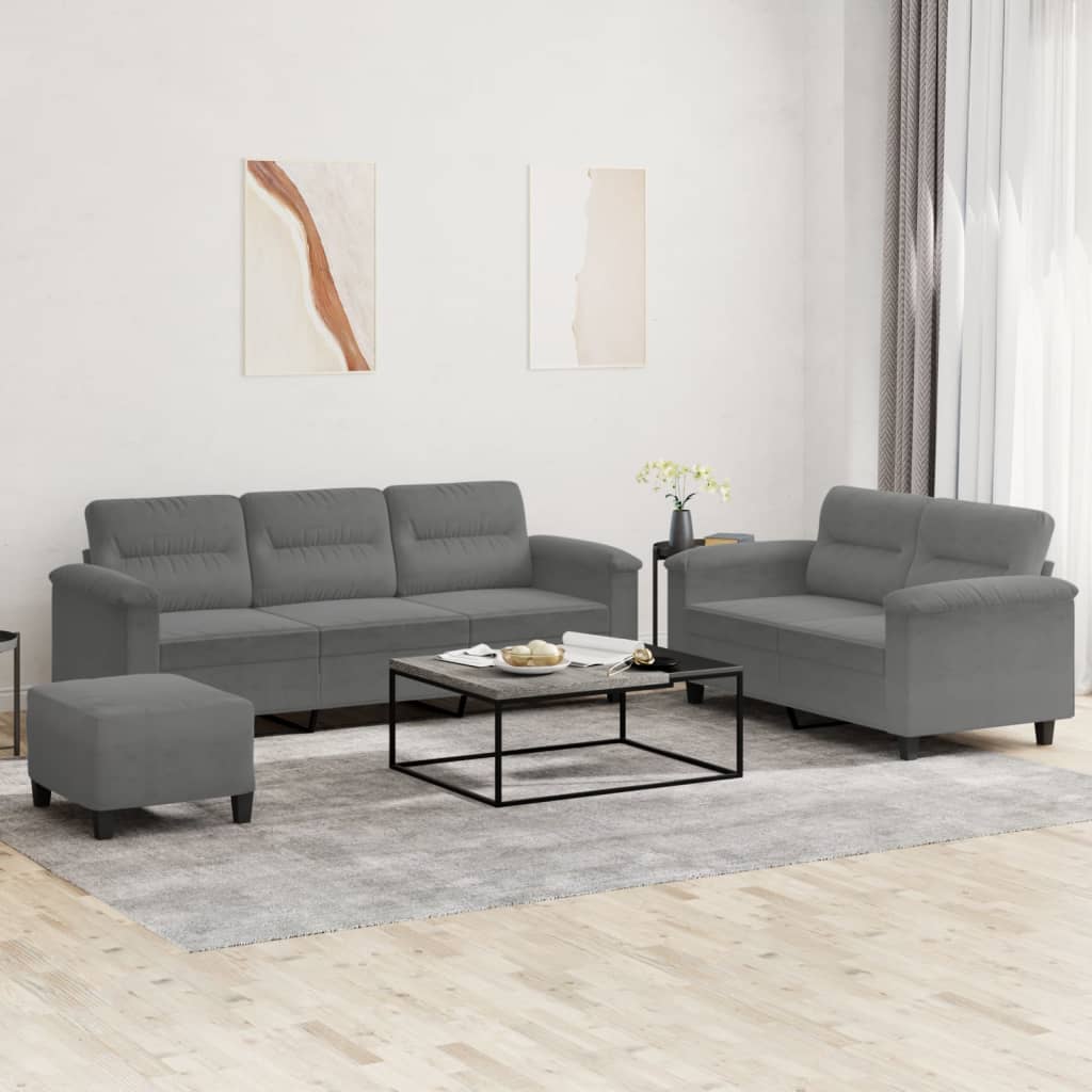 3 Piece Sofa Set With Cushions Microfibre Fabric