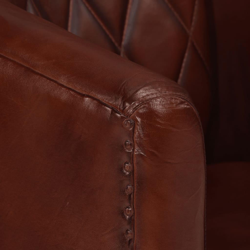 Tub Chair Brown Real Leather