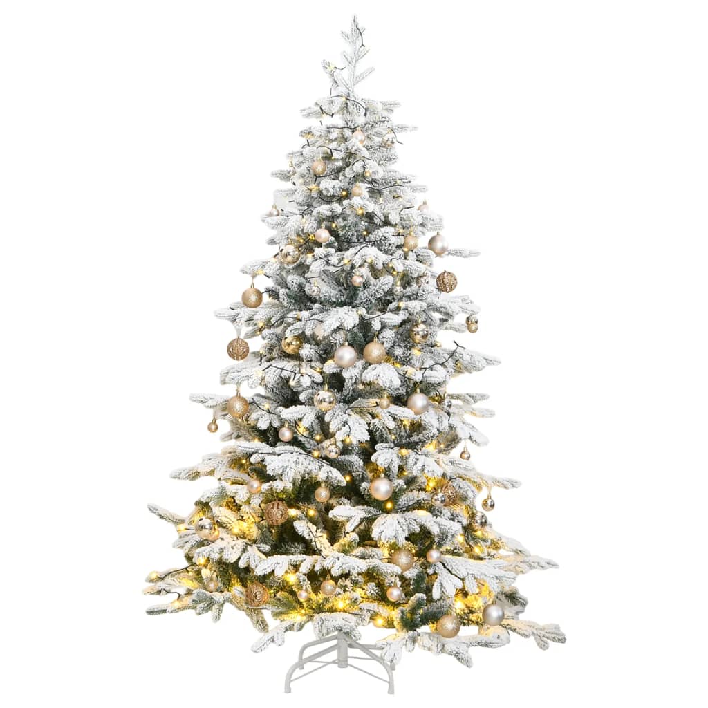 Artificial Hinged Christmas Tree 150 Leds & Flocked Snow