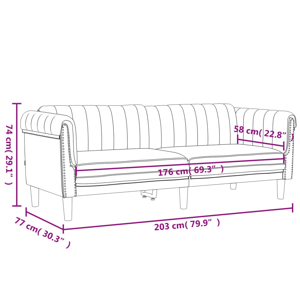 2 Piece Sofa Set Velvet