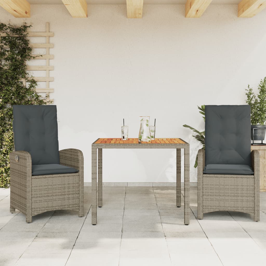 9 Piece Garden Dining Set With Cushions Poly Rattan Grey