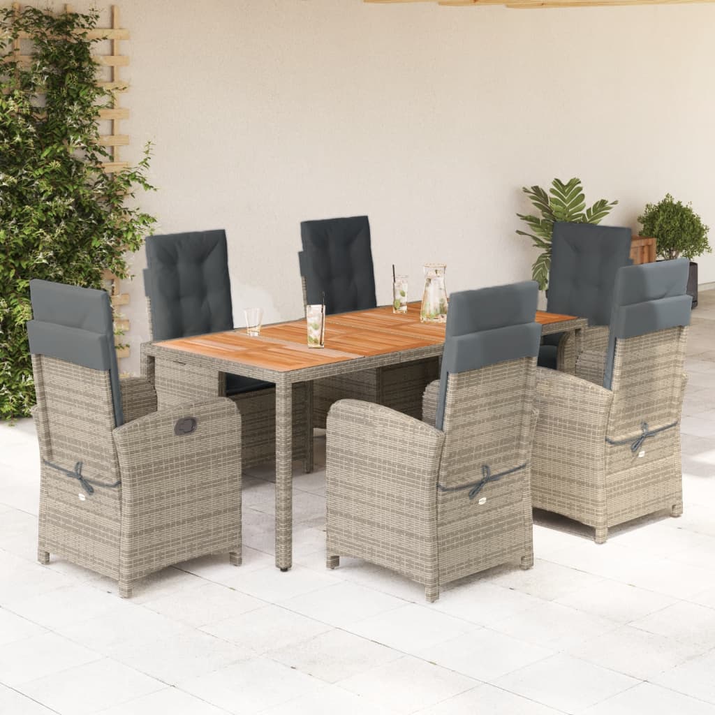 9 Piece Garden Dining Set With Cushions Poly Rattan Grey