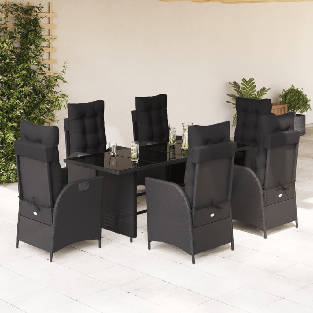 7 Piece Garden Dining Set With Cushions Poly Rattan