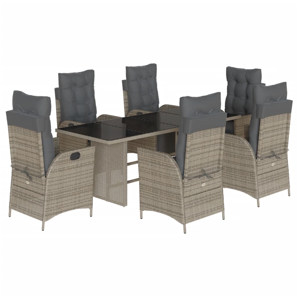 7 Piece Garden Dining Set With Cushions Poly Rattan