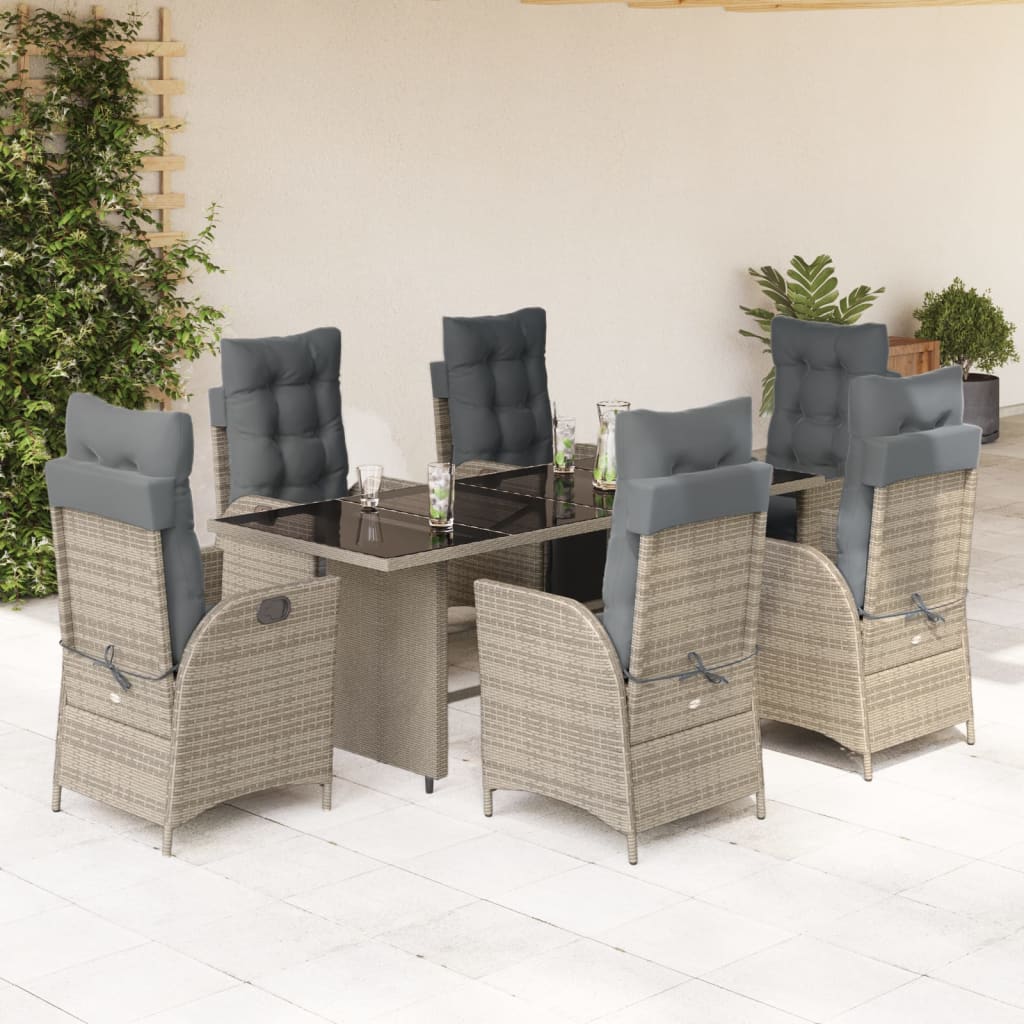 7 Piece Garden Dining Set With Cushions Poly Rattan