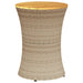 Garden Side Table Drum Shape Poly Rattan And Solid Wood