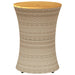 Garden Side Table Drum Shape Poly Rattan And Solid Wood