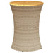 Garden Side Table Drum Shape Poly Rattan And Solid Wood