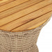 Garden Side Table Drum Shape Poly Rattan And Solid Wood