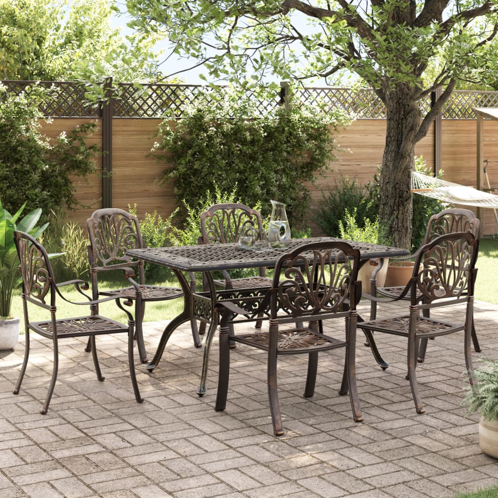 7 Piece Garden Dining Set Cast Aluminium