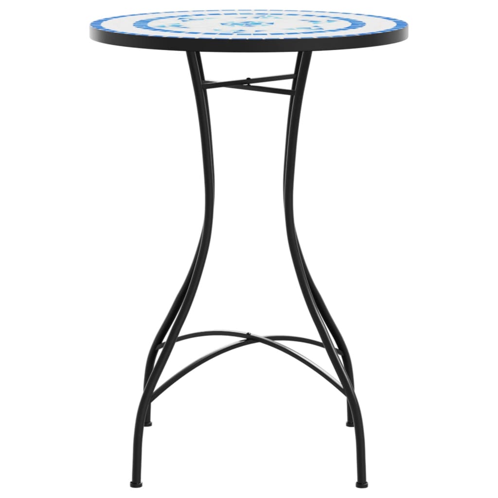 Mosaic Bistro Table Blue and White Ø50x70 cm Ceramic