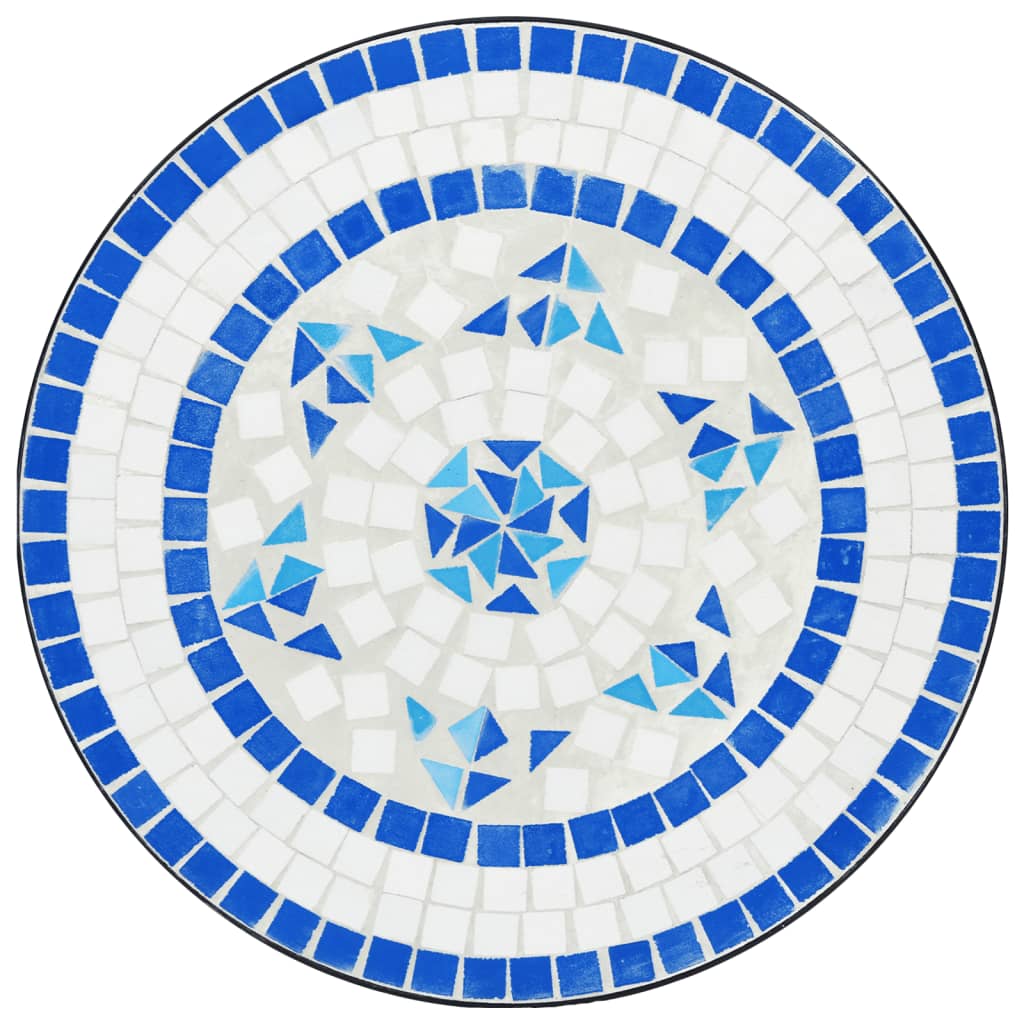 Mosaic Bistro Table Blue and White Ø50x70 cm Ceramic