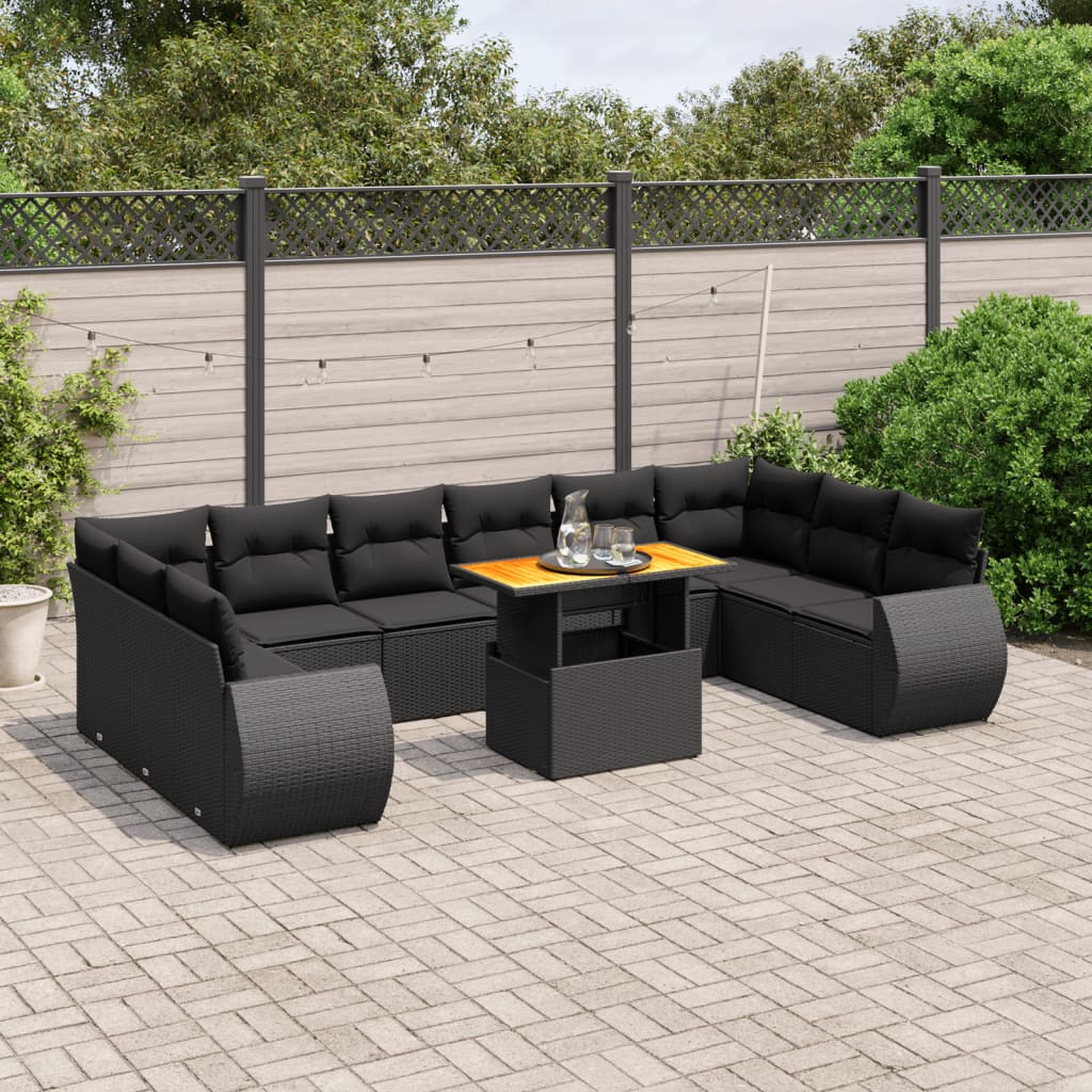 11 Piece Garden Sofa Set With Cushions Poly Rattan