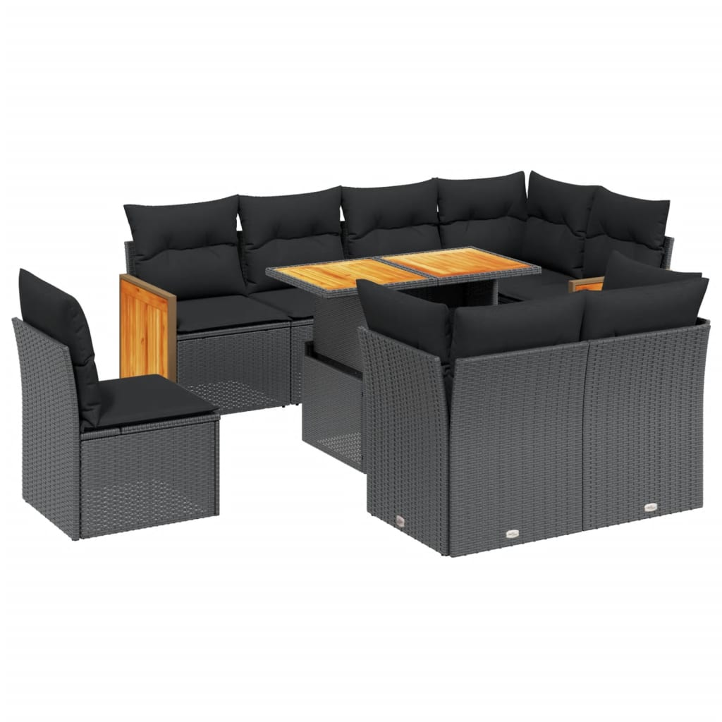 9 Piece Garden Sofa Set With Cushions Poly Rattan