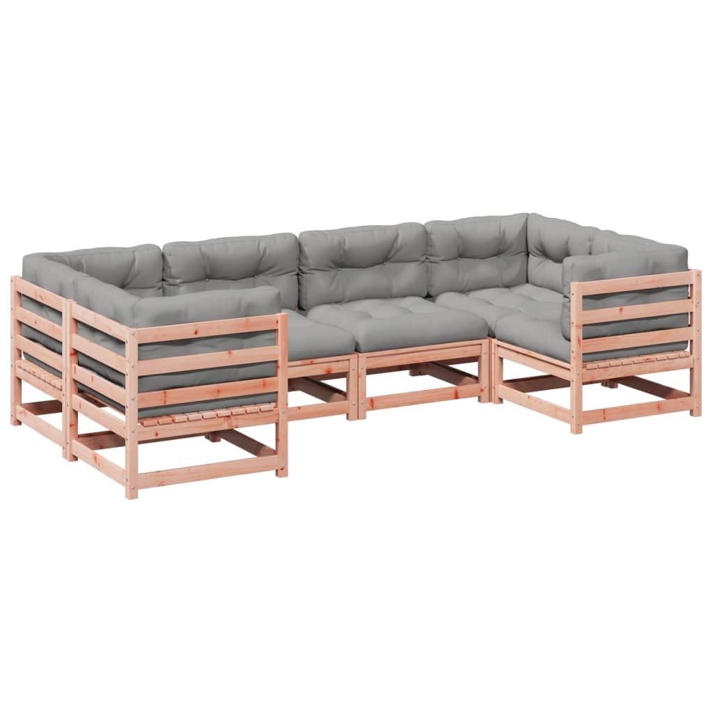 6 Piece Garden Sofa Set with Cushions Solid Wood Douglas Fir