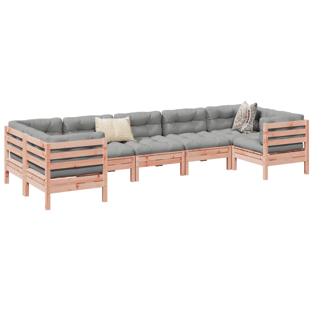 7 Piece Garden Sofa Set with Cushions Solid Wood Douglas Fir