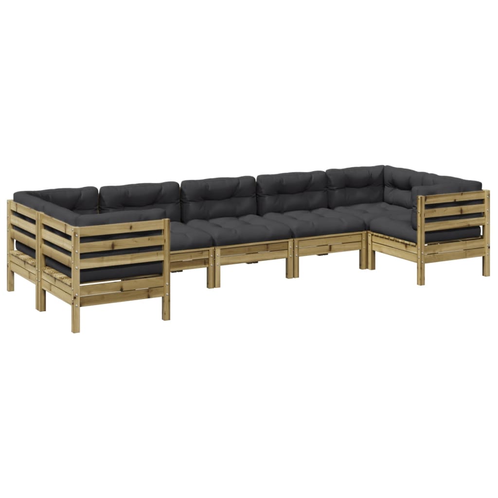 7 Piece Garden Sofa Set with Cushions Impregnated Wood Pine