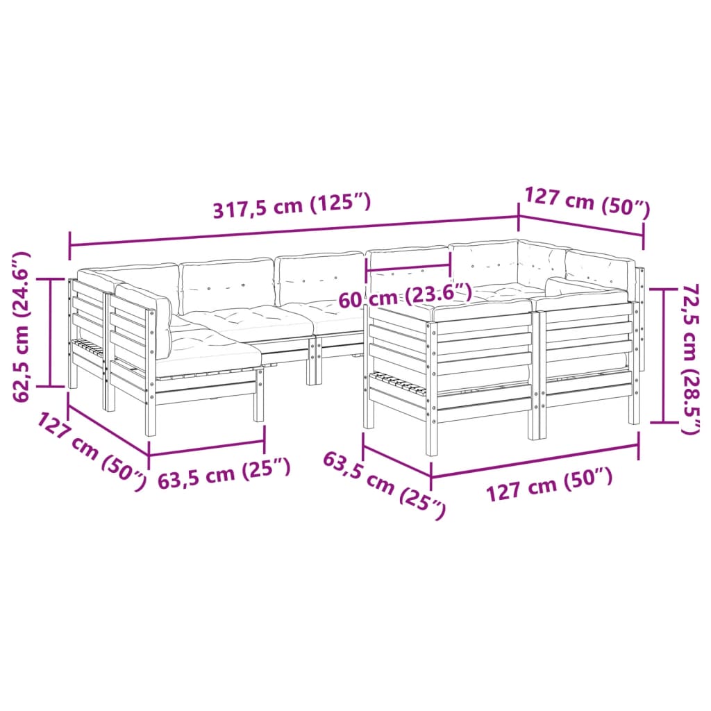 9 Piece Garden Sofa Set With Cushions Impregnated Wood Pine