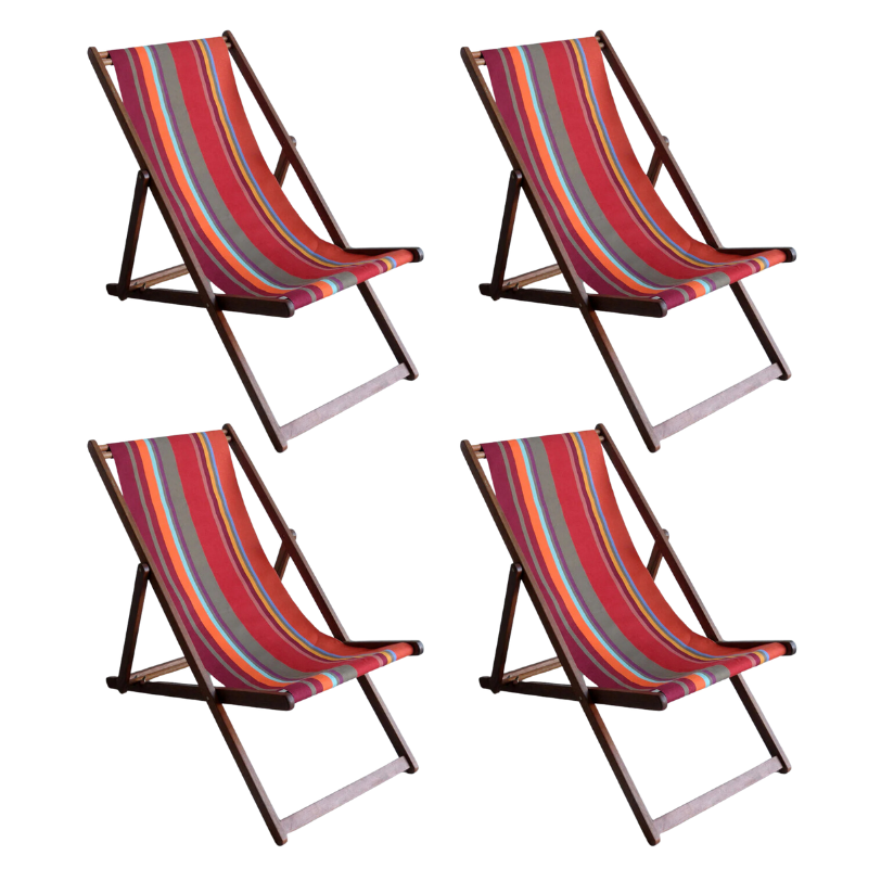 Deckchair Hardwood Cotton Collioure Rouge