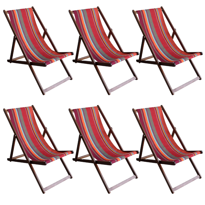 Deckchair Hardwood Cotton Collioure Rouge