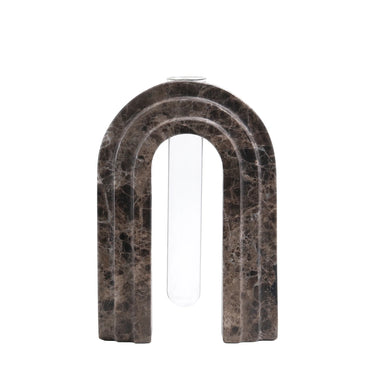 Showcasing Temivela Marble  Arch Vase - Dark Coffee AC10697-KM Vase by Calibre Furniturs