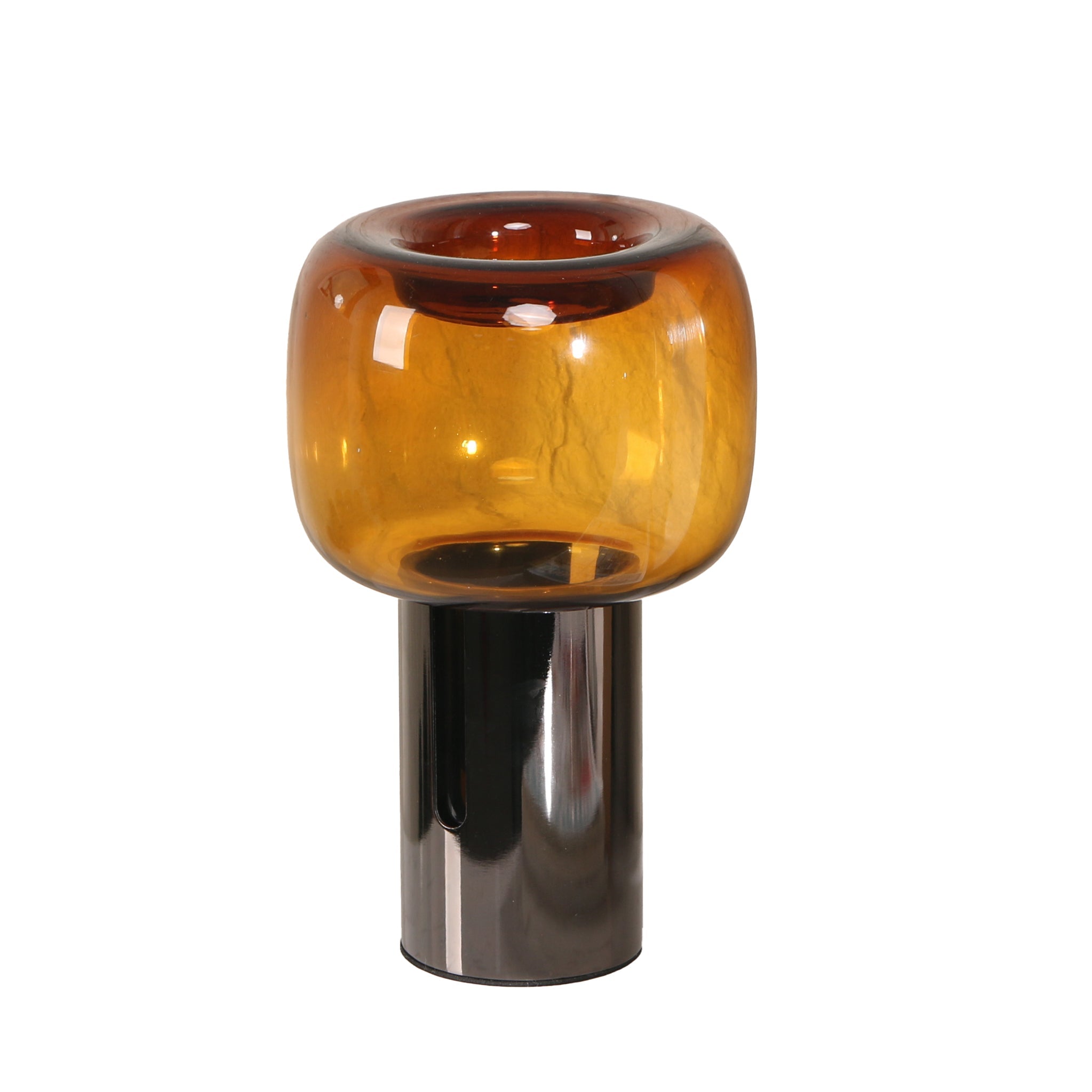Amber Small Glass Vase - Brown - image 5