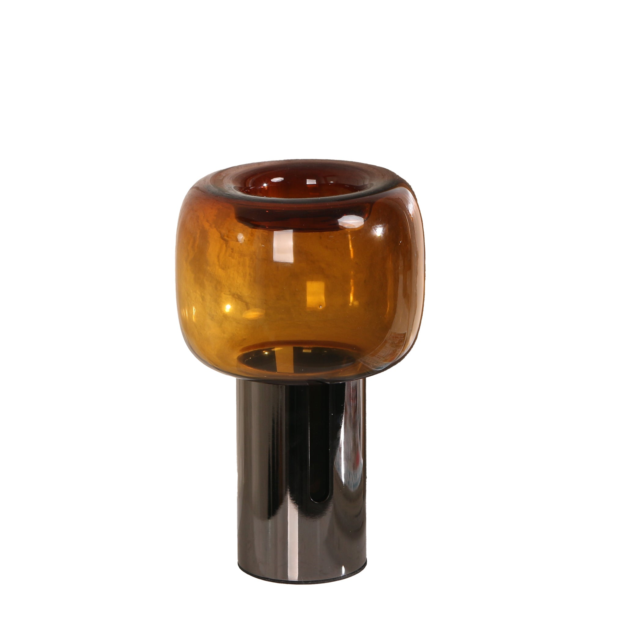 Amber Small Glass Vase - Brown - image 3