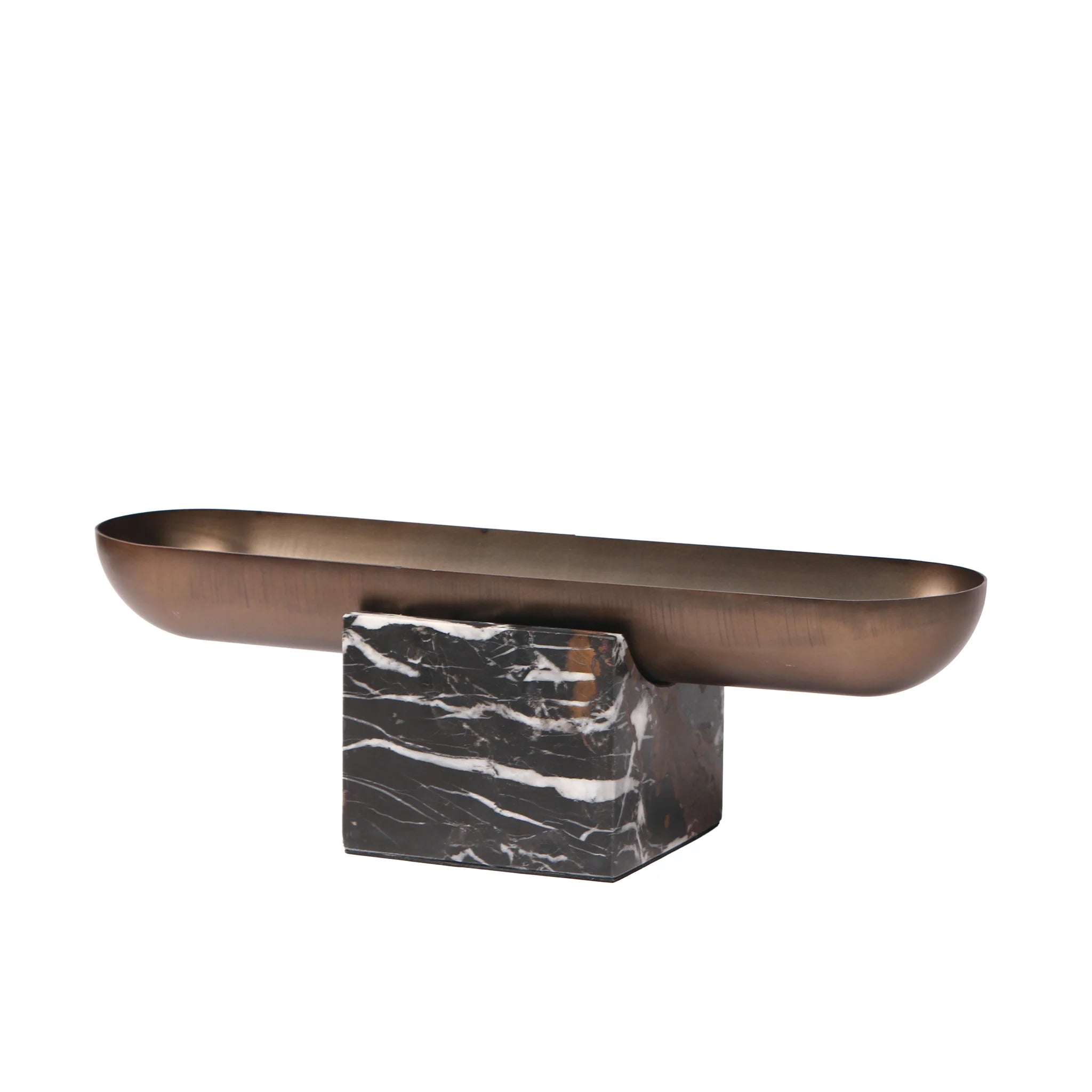 Kovesena Marble Base Steel Tray - Brown