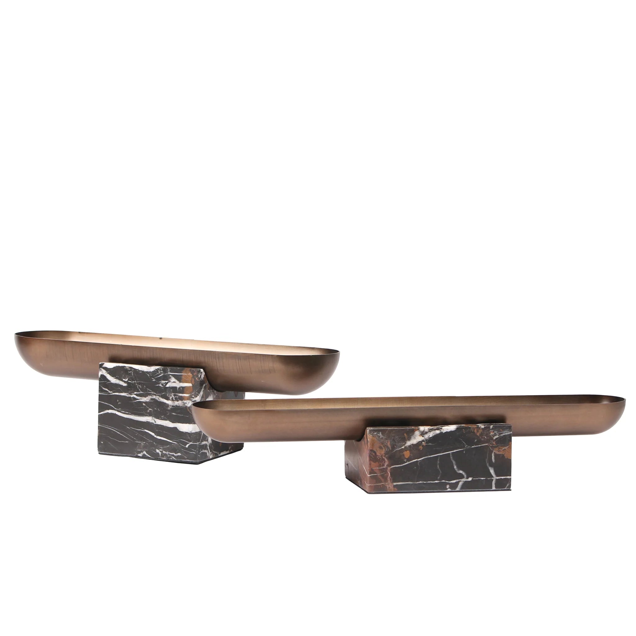 Kovesena Marble Base Steel Tray - Brown