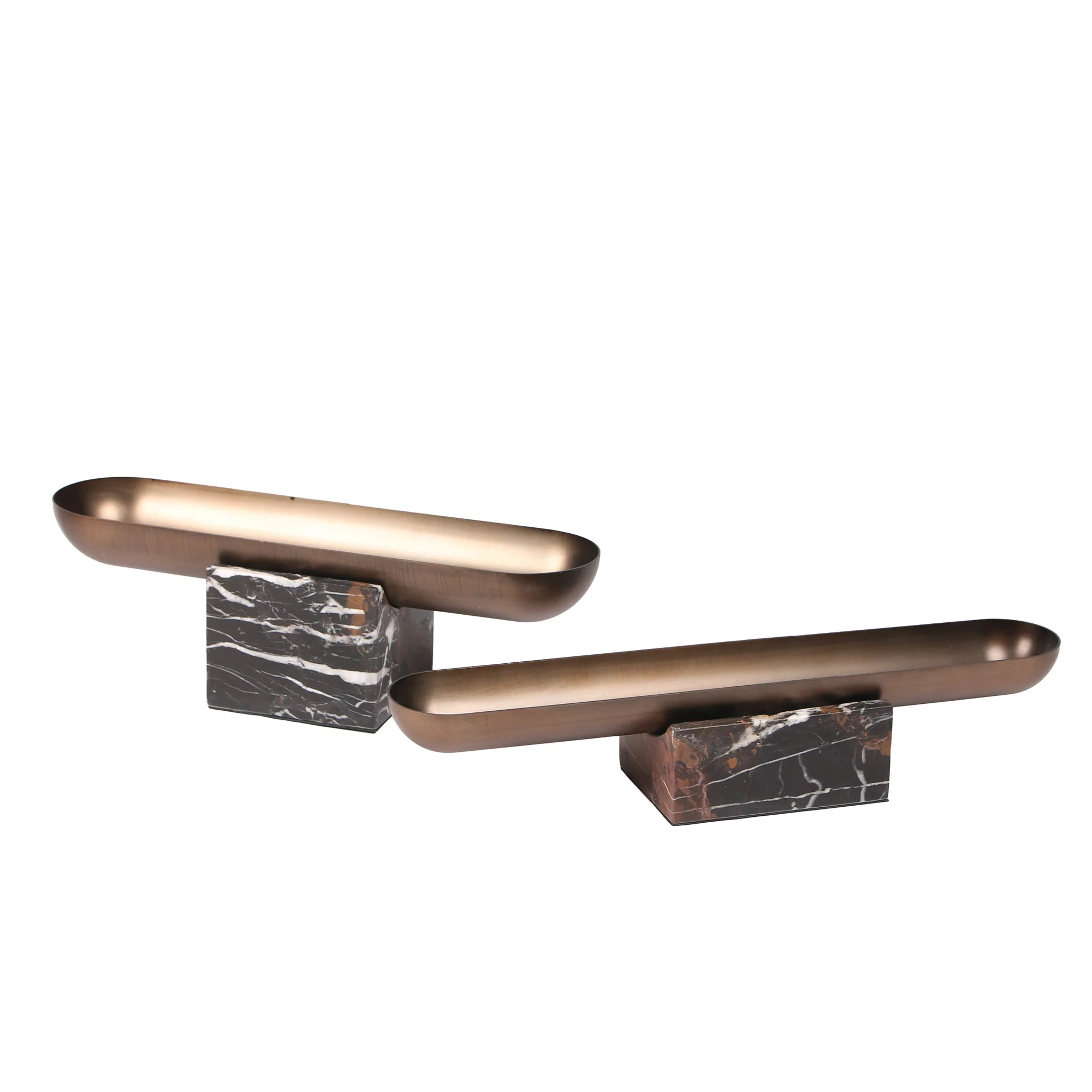 Kovesena Marble Base Steel Tray - Brown