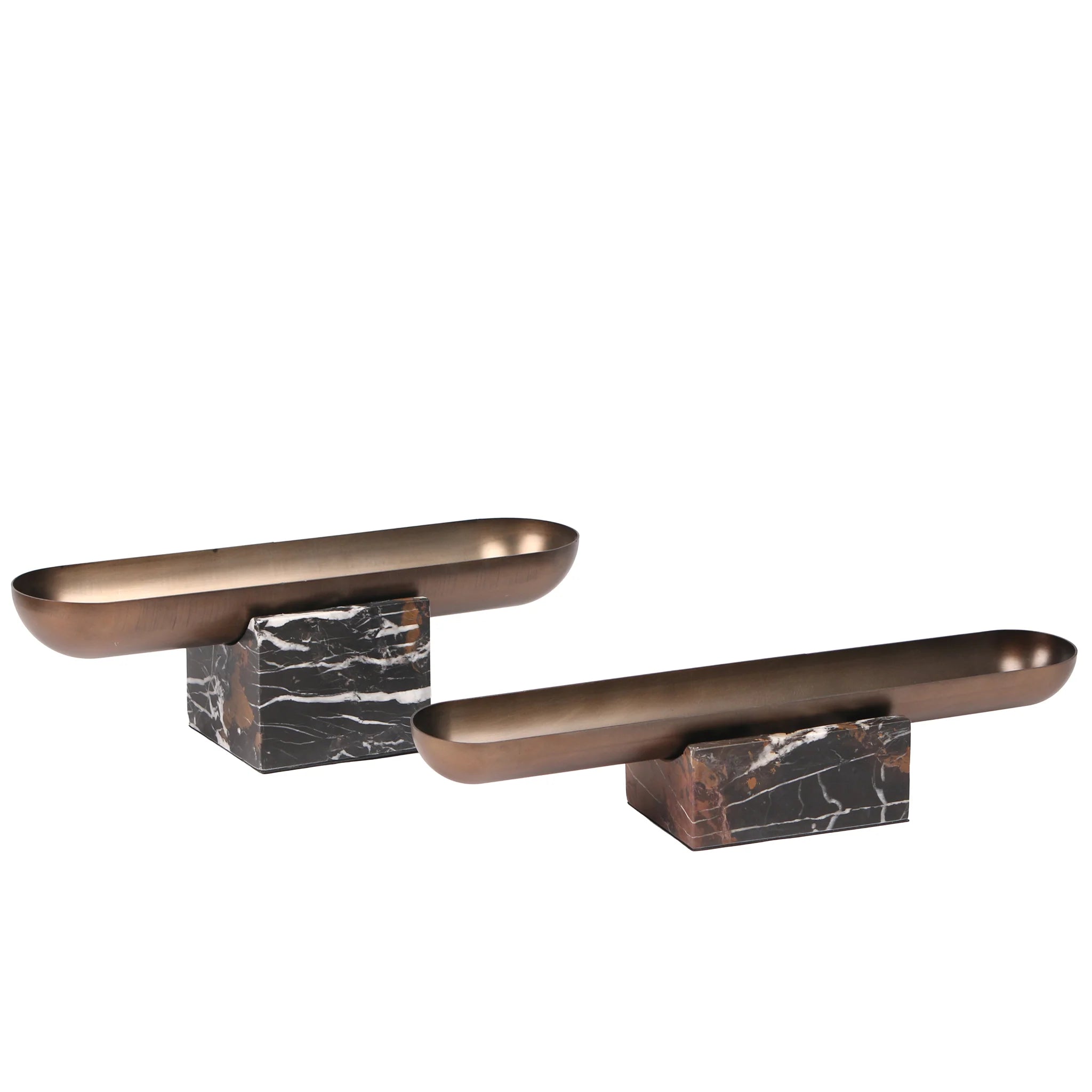 Kovesena Marble Base Steel Tray - Brown