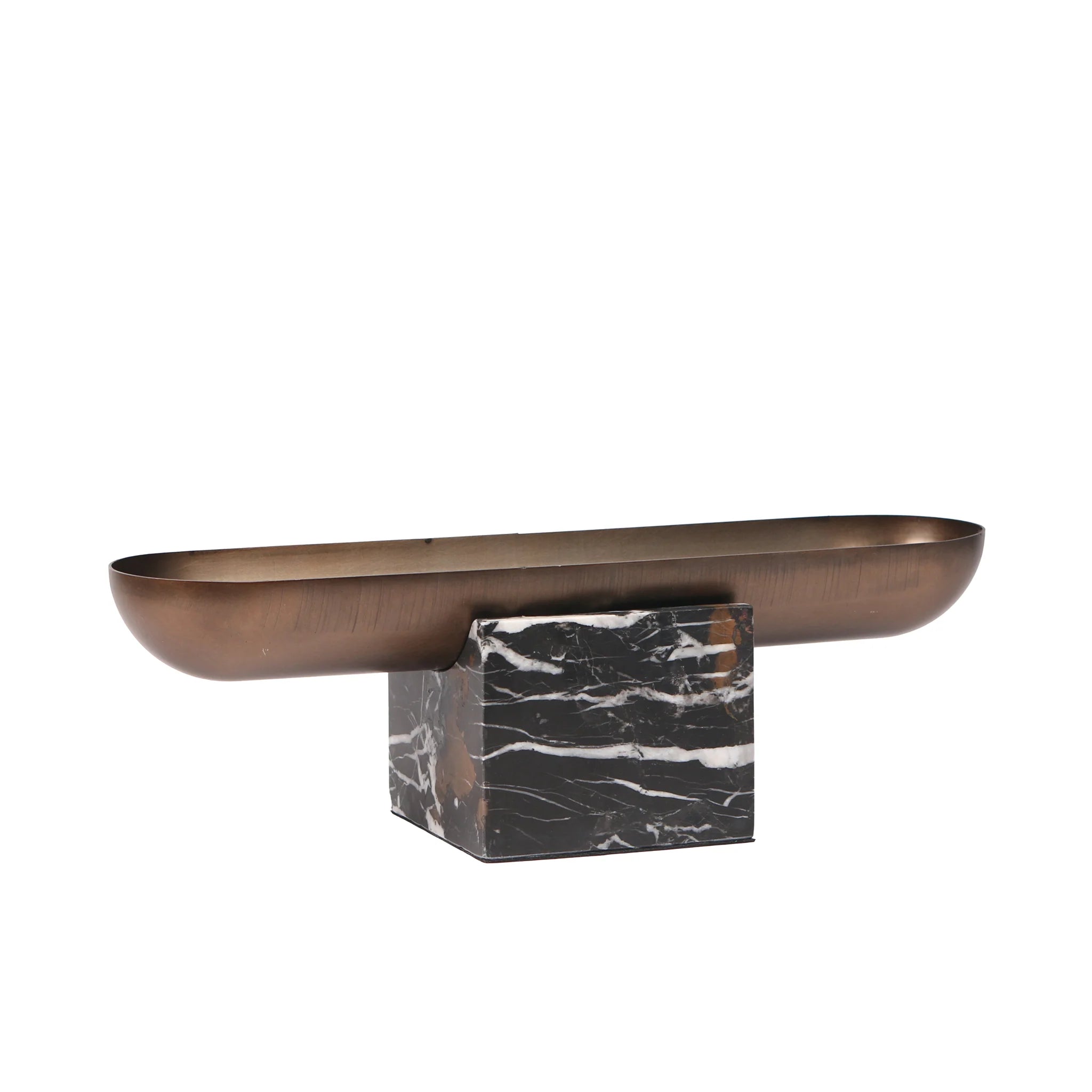 Kovesena Marble Base Steel Tray - Brown