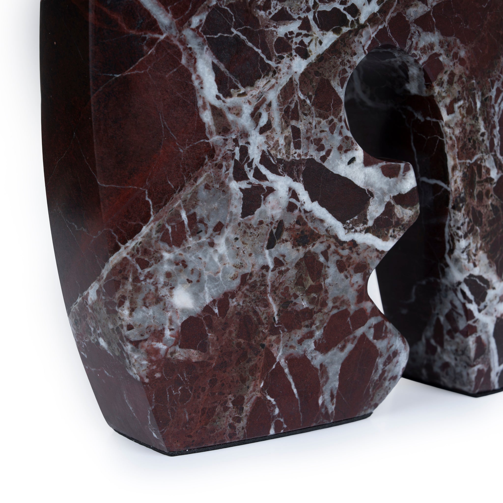 Carved Marble Accent Sculpture - Dark Red Ochre