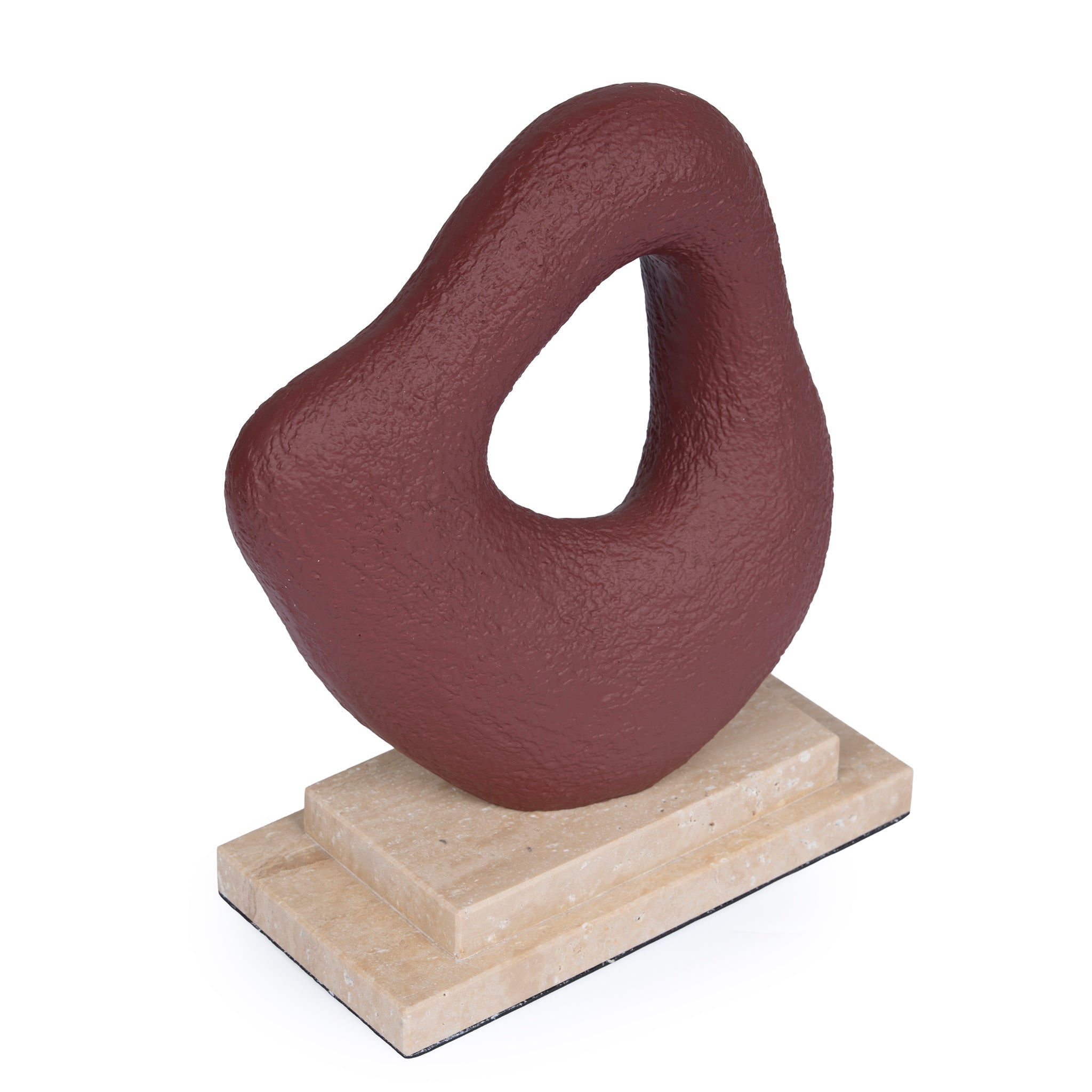 Organic Shape Marble Sculpture - Maroon - image 4