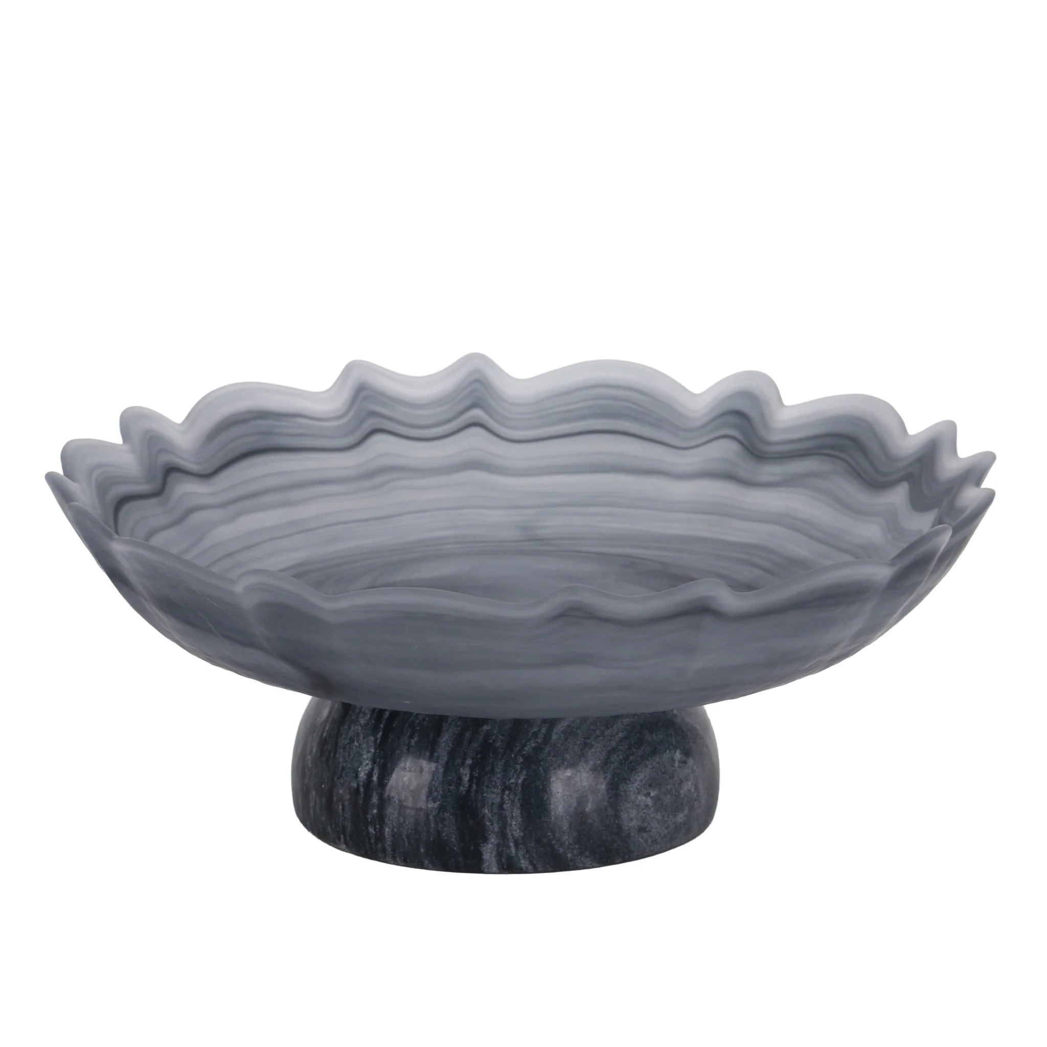 Tidivela Lotus Glass Tray - Grey