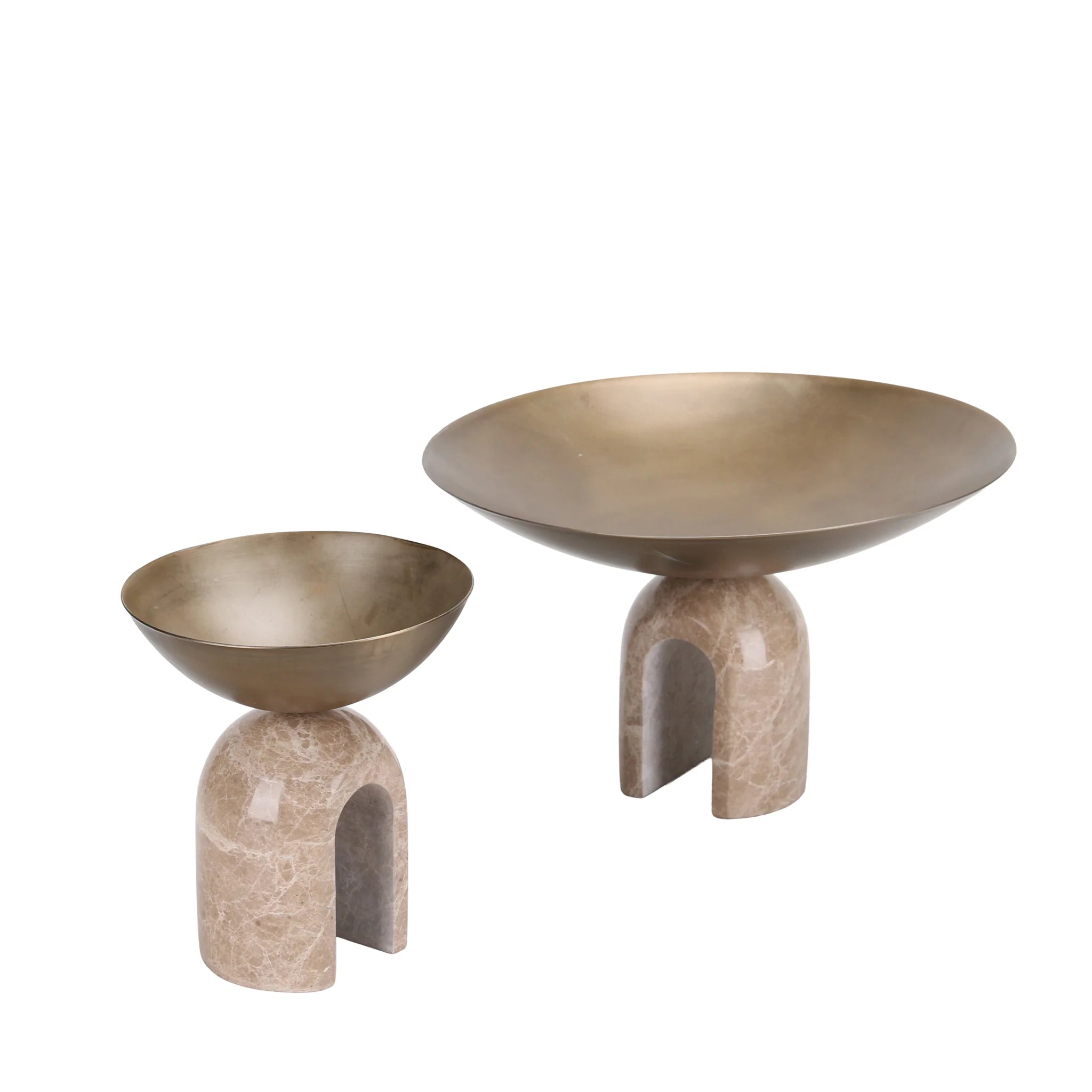 Masavera Arc Pedestal Metal Large Tray - Antique Brass