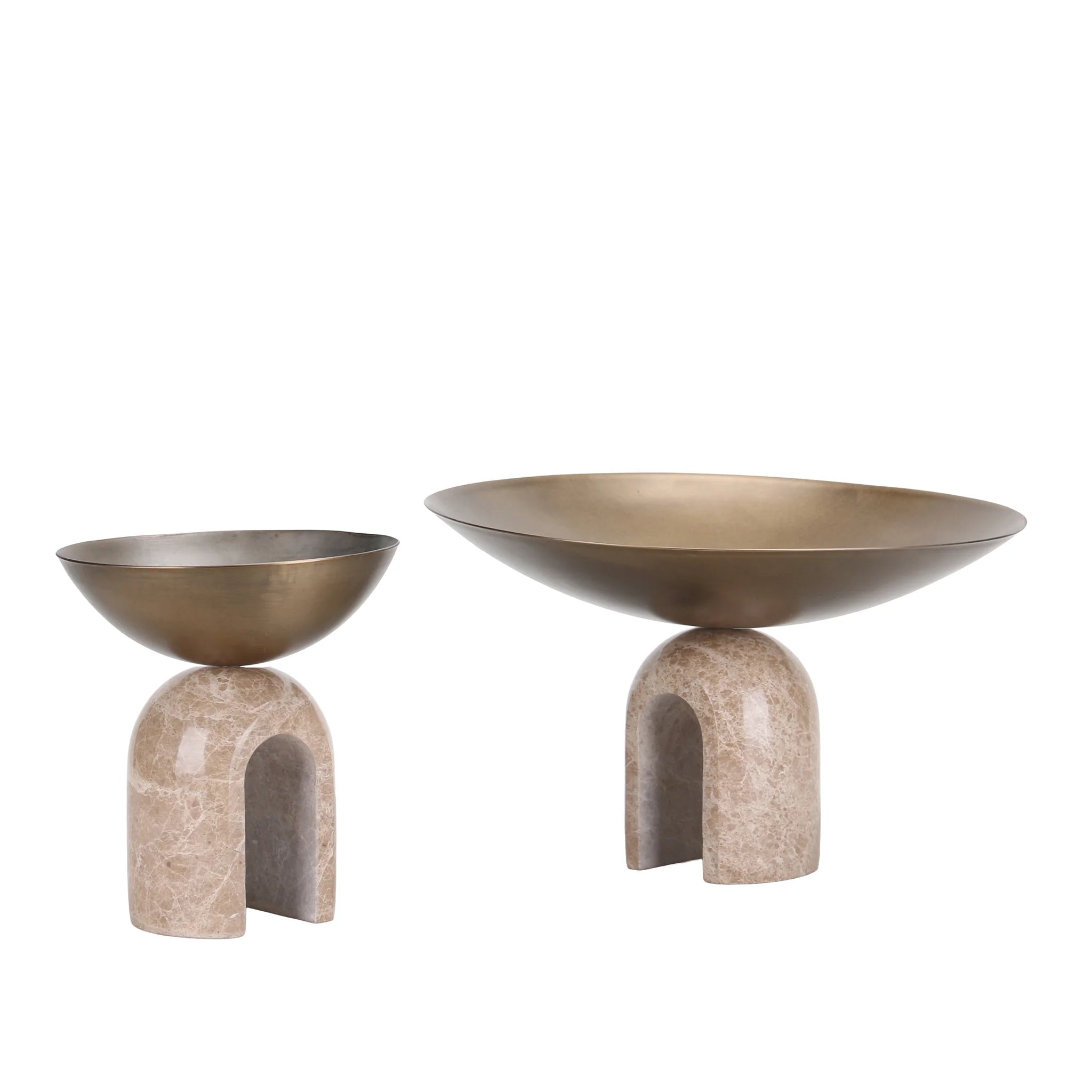 Masavera Arc Pedestal Metal Large Tray - Antique Brass