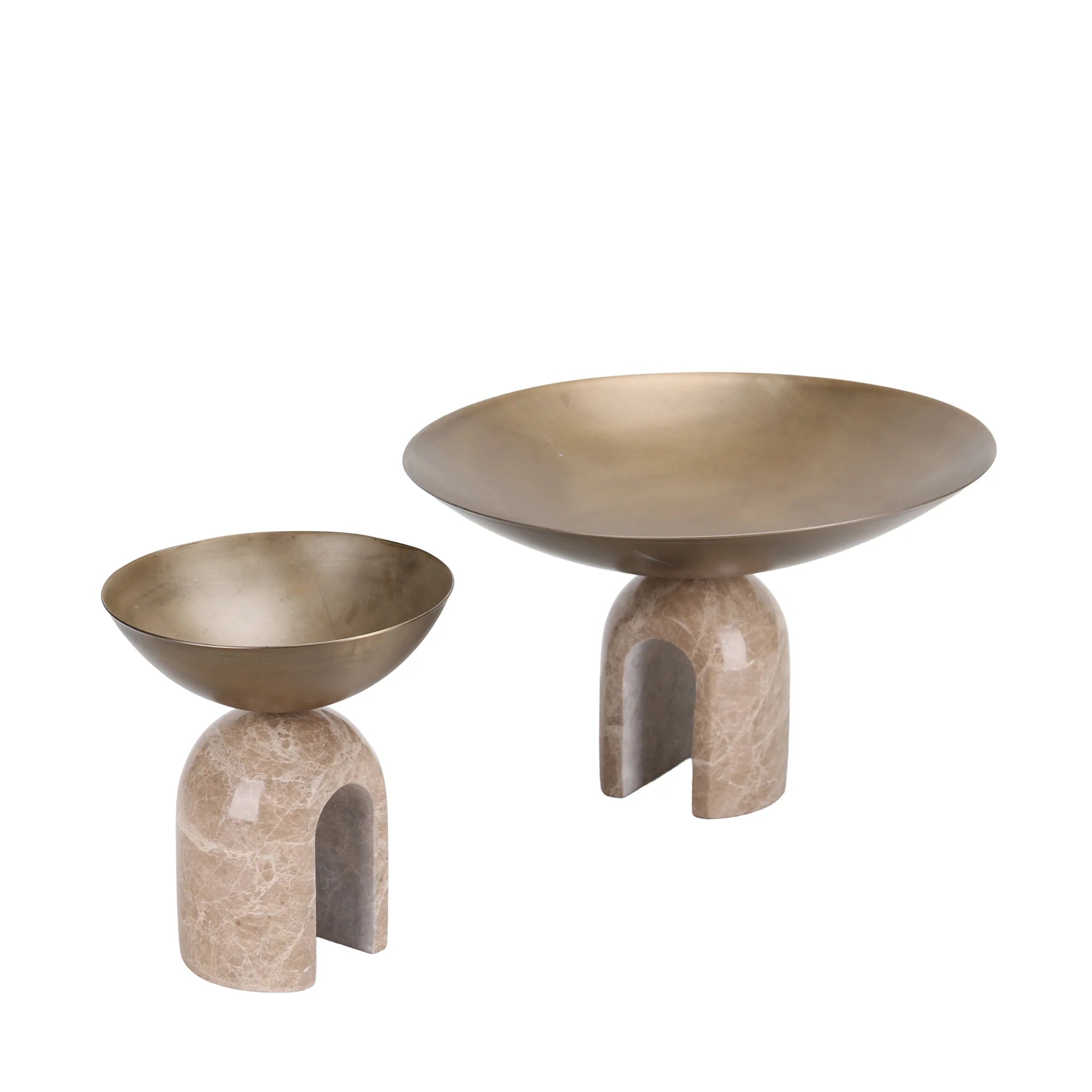 Birovela Arc Pedestal Metal Small Tray - Antique Brass