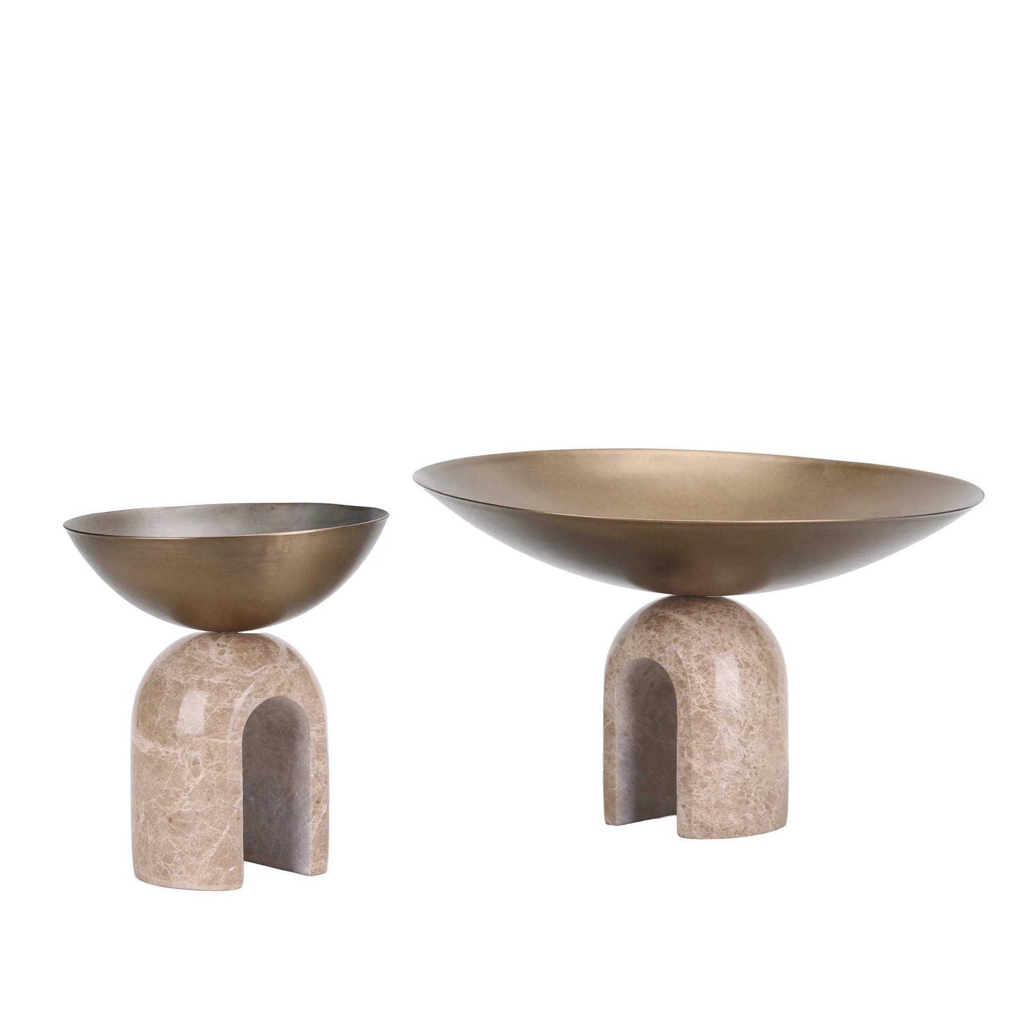 Birovela Arc Pedestal Metal Small Tray - Antique Brass