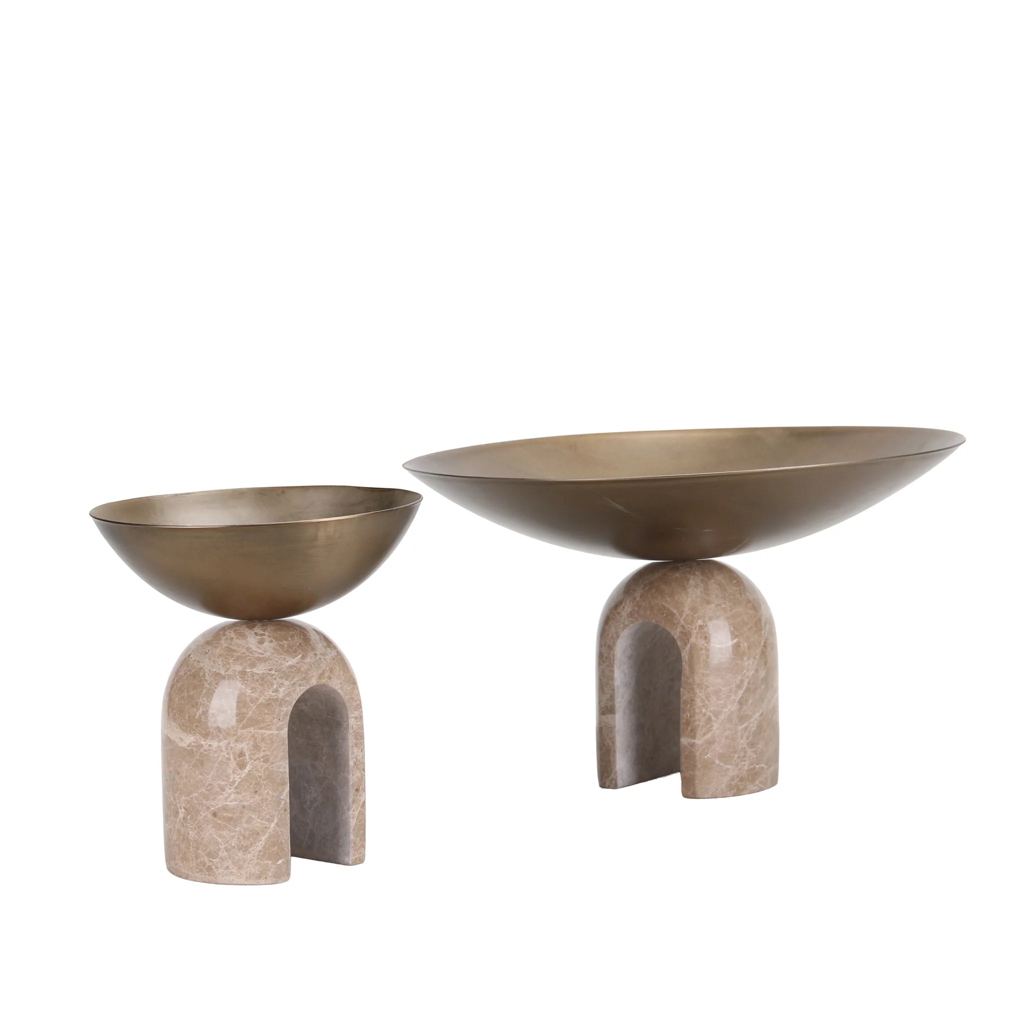 Birovela Arc Pedestal Metal Small Tray - Antique Brass