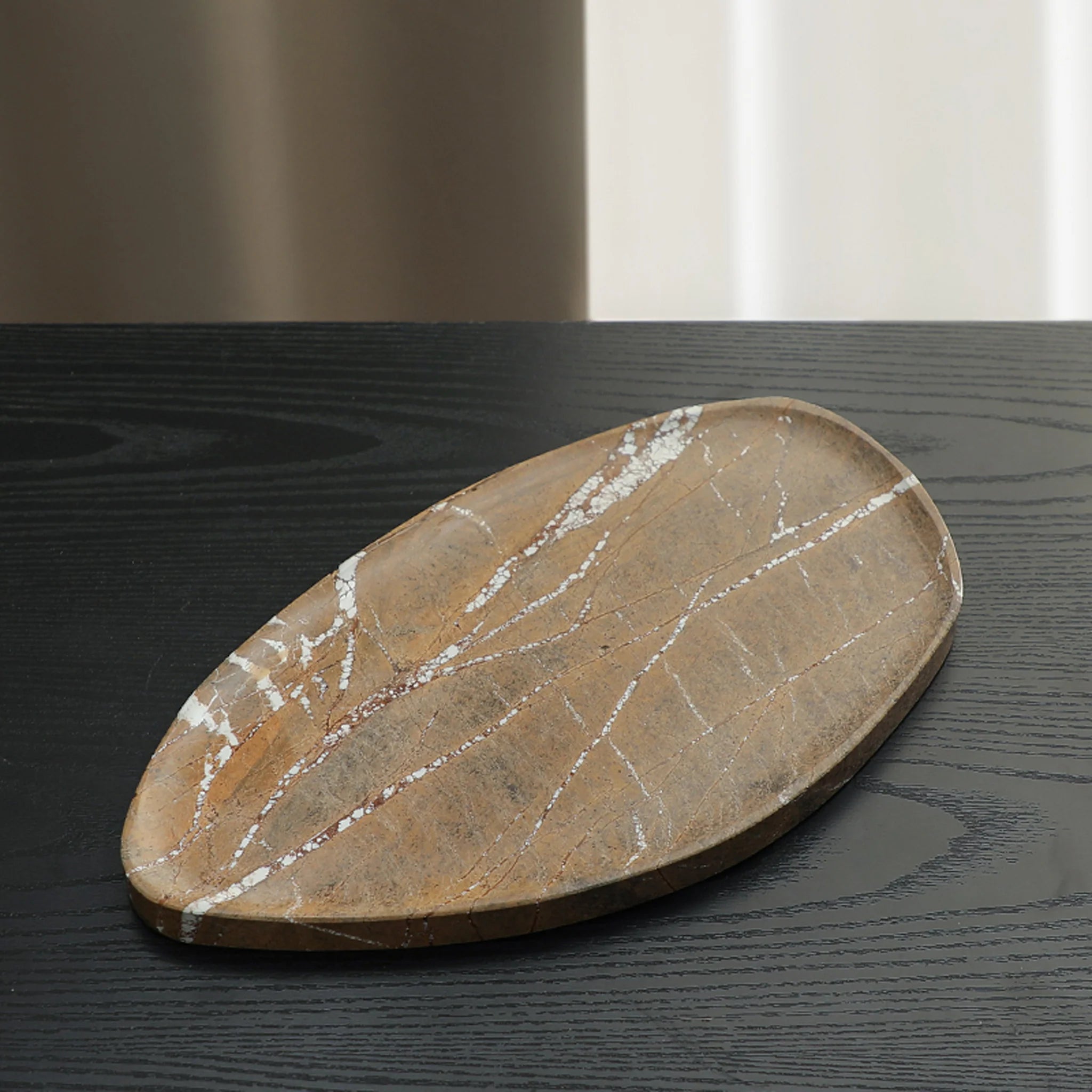 Modora Leaf Shaped Marble Plate - Coffee