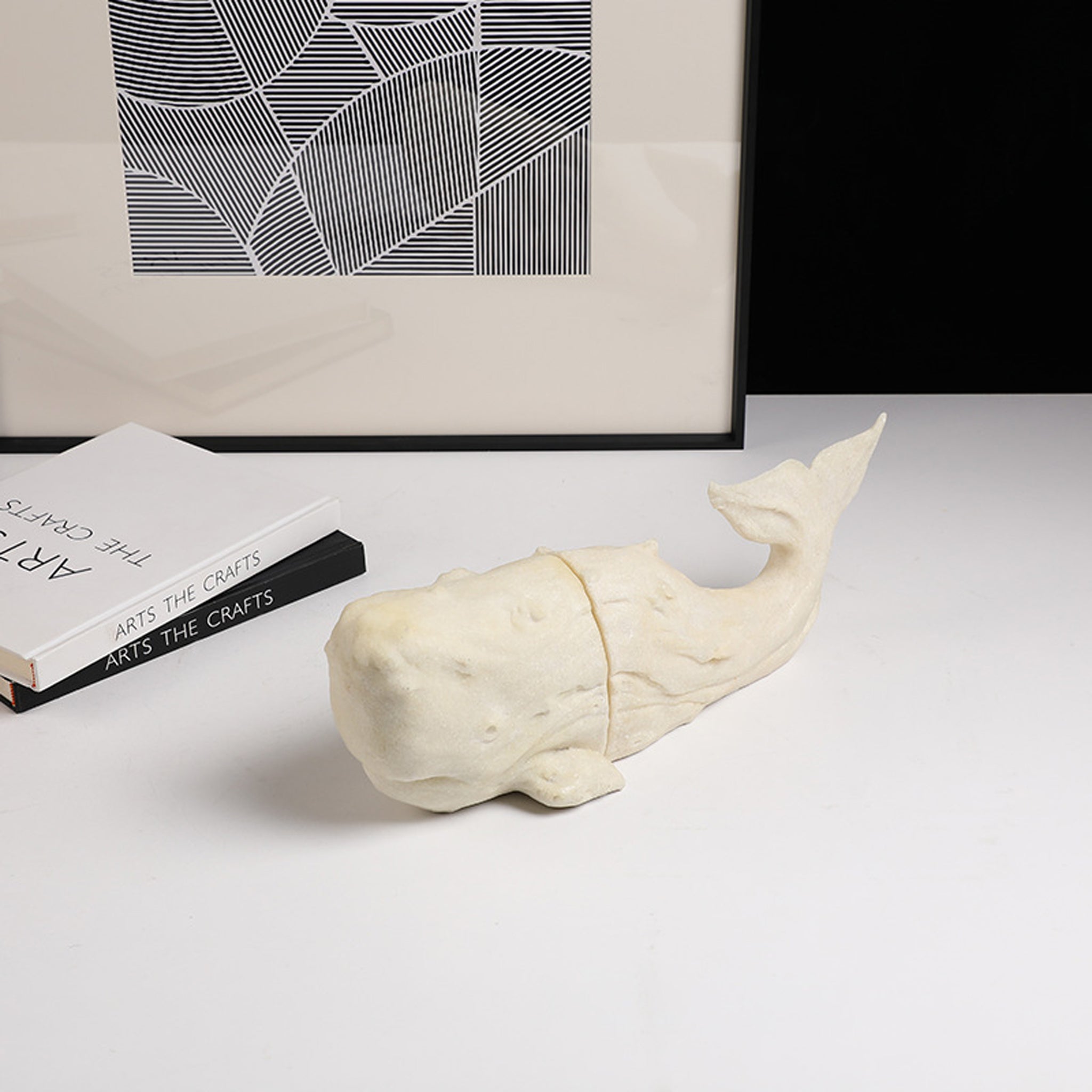 Sandstone Whale Bookend - White - image 3