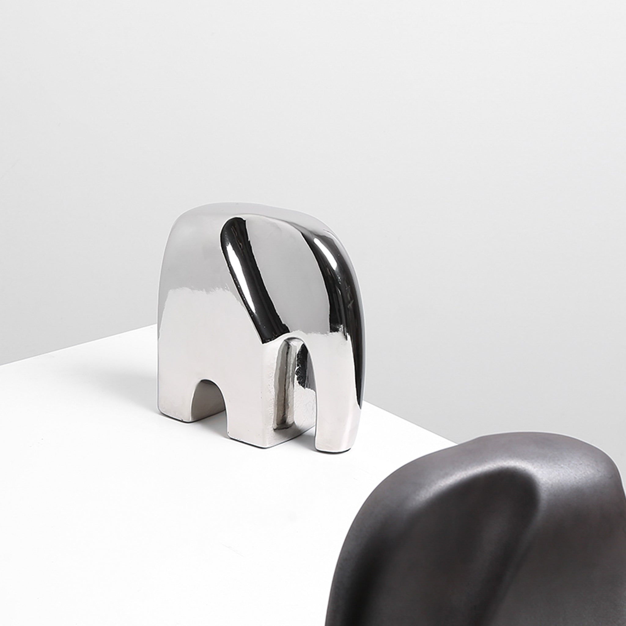 Ceramic Elephant Sclupture - Silver