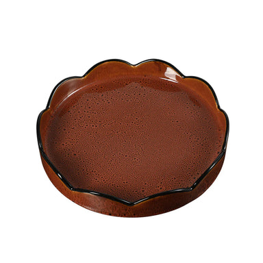 Showcasing Solovana Round Glaze Ceramic Tray - Red FD-D25001  by Calibre Furniturs