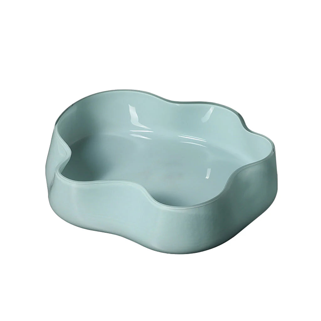 Showcasing Cadora Glass Petal Plate A - Blue FB-E25010A  by Calibre Furniturs